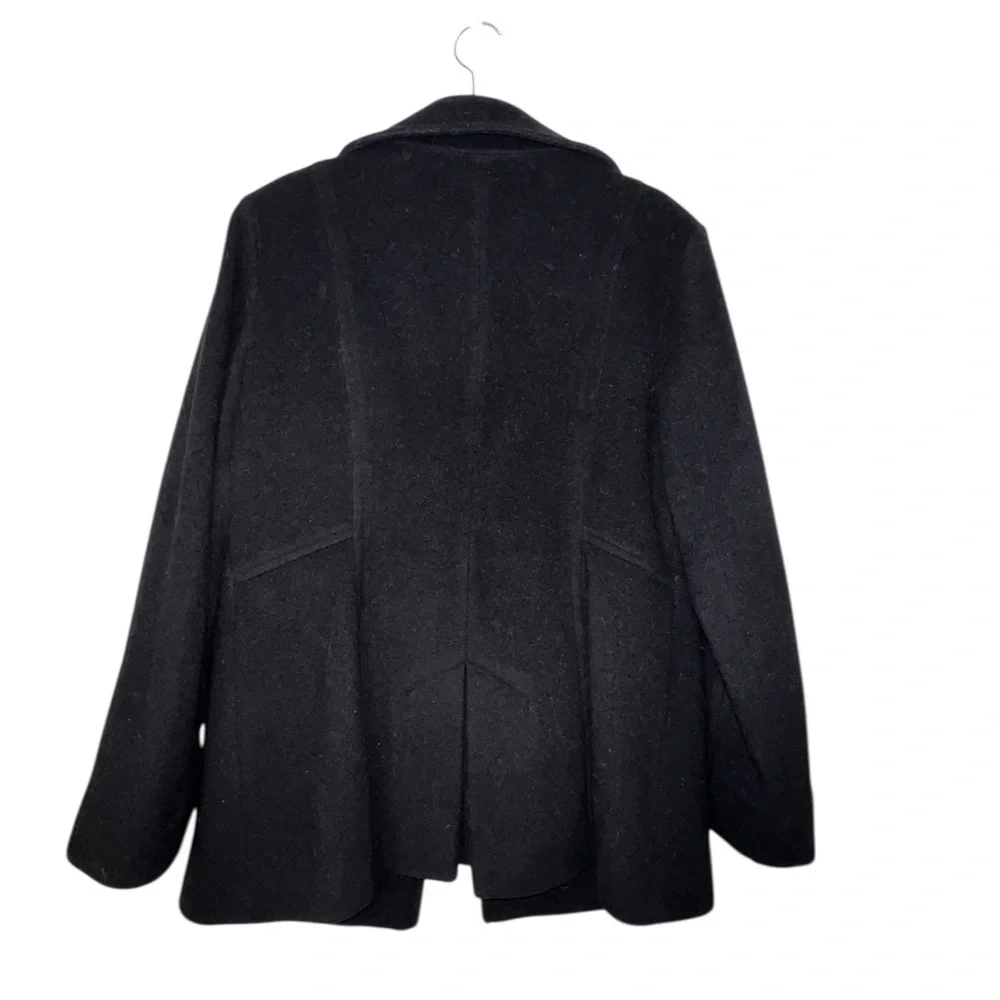 Anne Klein Wool Blend Black Double-Breasted Coat